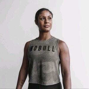 NOBULL Heather Gray Camouflage Design Crop Tank Womens XS